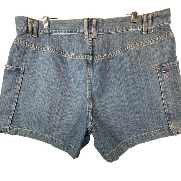 VTG Y2k TOMMY HILFIGER Size 16 Jean Shorts '04 HiRise 4"inseam Logo Preppy Denim - Picture 5 of 13